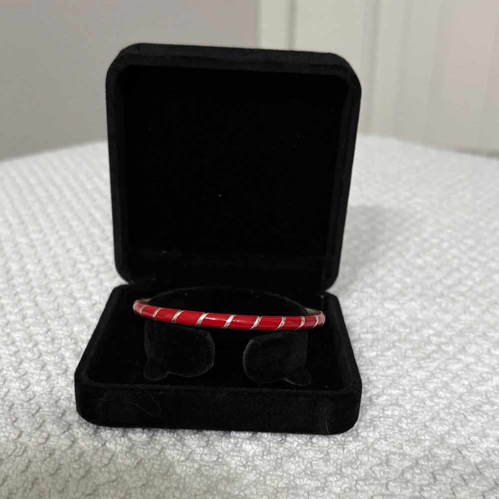 Red and Silver Brighton Bangle Bracelet